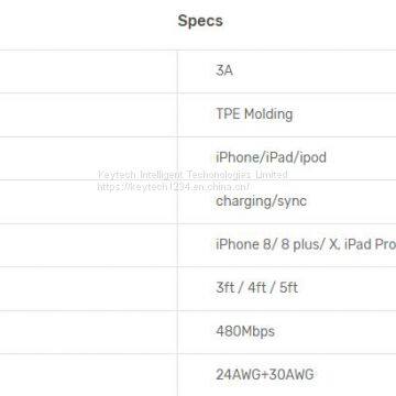 KAL018 C94 USB C to Lightning Data Cable PD Fast Charger TPE Molding Bend Test 15000 Times