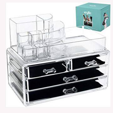 Two Layer Acrylic Container Nail Polish Display Shelf Makeup Case Cosmetic