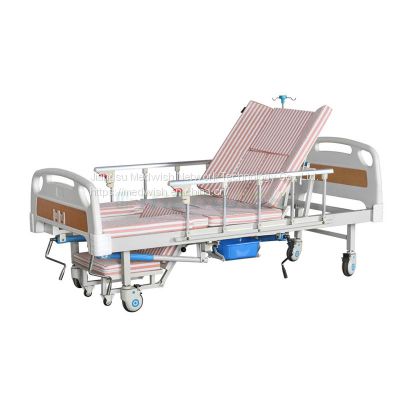 AG-C08 Manual multifunctional turning over bed adjustable elderly home nursing medical hospital bed with toilet