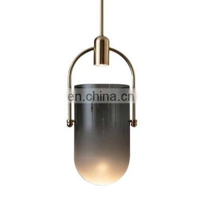 Nordic Glass Hanging Pendant Light Black White Bucket Shape Light Pendant Chandeliers