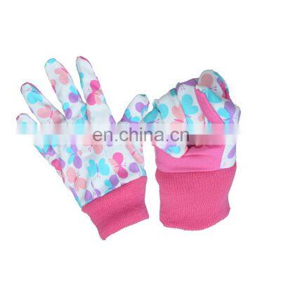 HANDLANDY Professional Beautiful Pink Flower Printing kids Style Gardening work Protective Gloves