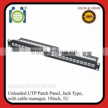 24 Port Unloaded Patch Panel, 19 inch 1u