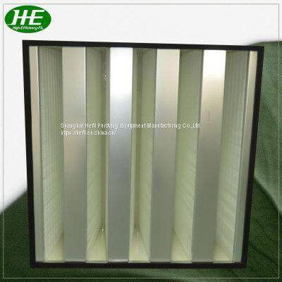 Competitive Price Compact Plastic Frame Glassfiber Mini Pleat Industrial V-Bank Cell Rigid Type H13 HEPA Air Filter