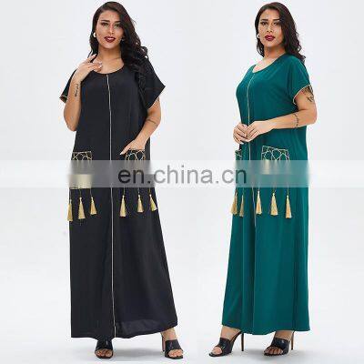 Summer Ladies Short Sleeve Long Skirt Robe Muslim Middle East Dubai Dress Dress Women photo-2