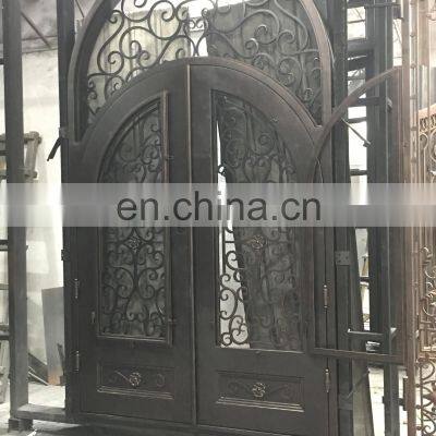 Arched Double Wrought Single Iron Entry Doors photo-4