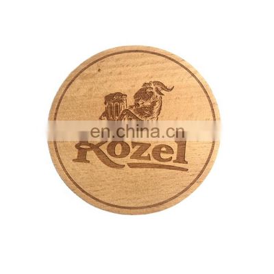 Cup Mat Beech Wood Logo Double Sides Laser Engraving Wooden Customized 8.8*8.8cm Mats & Pads