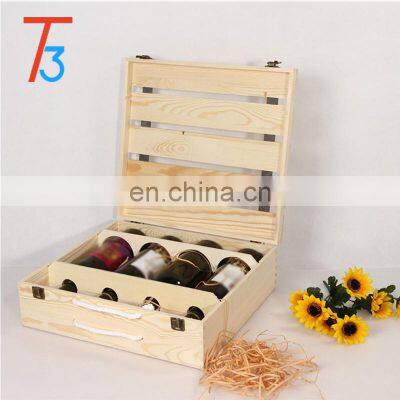 Pine Wooden Packaging Wine Crate Storage Gift Box photo-5