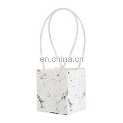 Custom Logo Luxury Gifts Hand Drawstring Flower Gift Marble Paper Bag With Logo Print photo-4