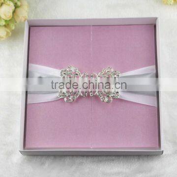 Customized Silk Folio With Paper Box Ribbon Exclusive Invitation Cards photo-2