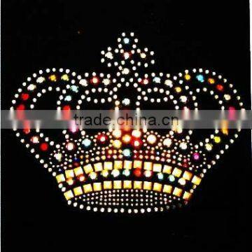 Coloful crown rhinestone motif design