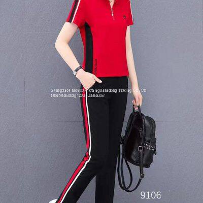 Monisa Sports Leisure Colors Suit With Short Sleeves and Long Trousers in Summer photo-4