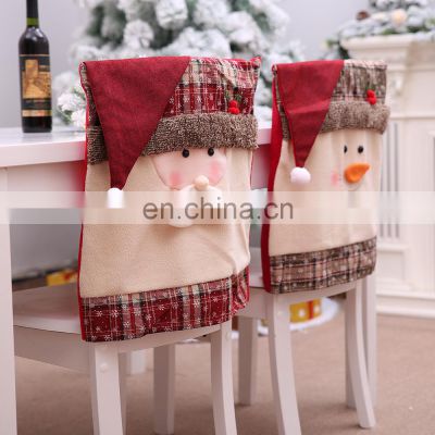 Christmas Chair Cover Classic Santa Claus Snowman Print Dining Chair Cap New Year Party Supplies Xmas