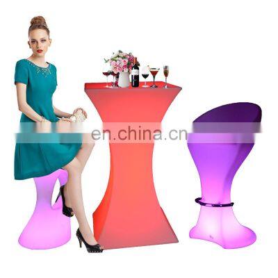 bar stool set chairs  /PE RGB color changed LED night club furniture catering cafe bar chair& table Bar Furniture Sets