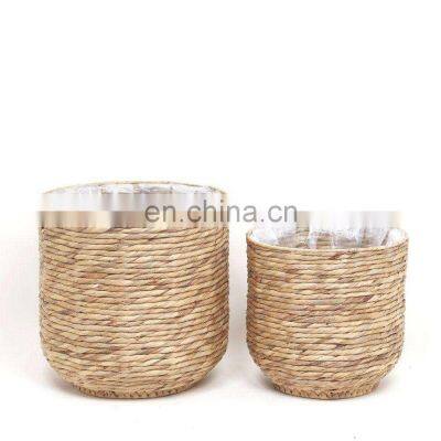 Best Price Water Hyacinth Plant Holder Straw Flower Pot Planter Natural Handwoven Wholesale Used with Flower/green Plant CLASSIC