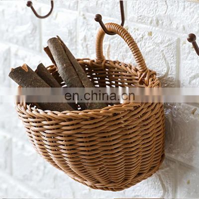 Hot Sale Rattan wall hanging storage basket Hand woven vintage fruit basket decor home Vietnam Supplier