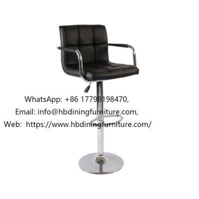 Leather swivel bar chair with armrests