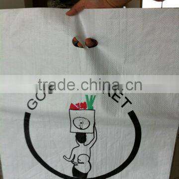 color printing 5kg market woven sack handle hole market pp woven bag pp sack hand bag