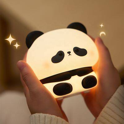 High Quality Lithium Battery Cartoon Silicone Panda Lamp USB Touch Sensor Light Bedroom Bedside Night Light for Children Kids photo-4