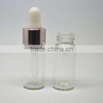 wholesale 3ml transparent tubular glass vial with metal dropper