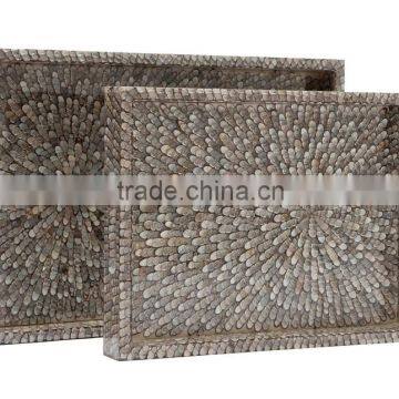 High end quality best selling set of special newest designed Natural MOP inlay rectangular serving Tray from Vietnam