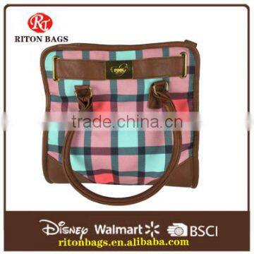 Highest Quality Fashion Design Canvas & PU Leather Hand Bag for Women Quality Choice