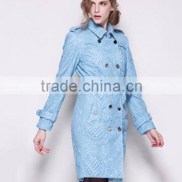 Plus Size Autumn Winter Solid Color Turn-down Collar Embroidery Long-sleeved Jacket Women's Clothing Coats Autumn Winter Coats photo-3