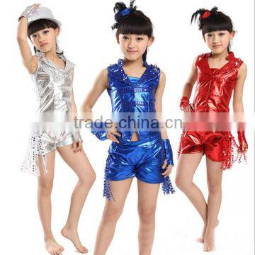 Wholesale red/blue/silver jazz dance costumes performing show girl dance costume royal blue dance costumes