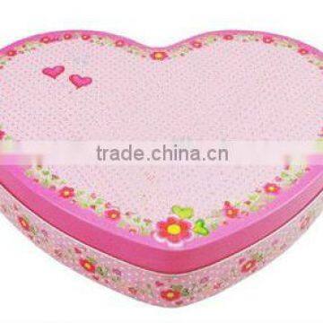 simple design pink flat tin box