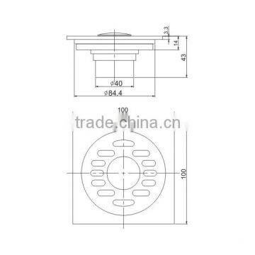China Supplier Chrome Plated Floor Waste Square Gate Sink Drain(J8007-D) photo-2