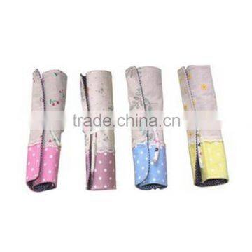 Wholesale natural flower cotton creative roll up pencil case