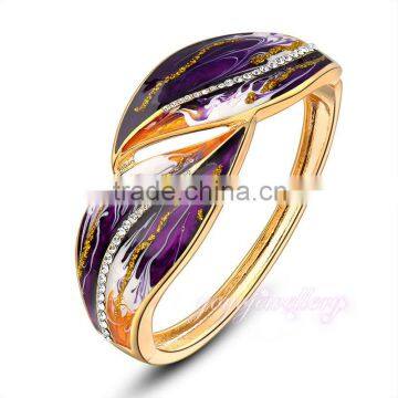 Leaf shap hot selling sex sikh kara crystal bracelet bangle