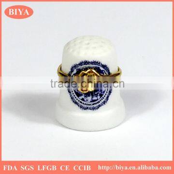 white ceramics porcelain custom thimble set with custom logo branding or hand ring high-end unique jewelry holder