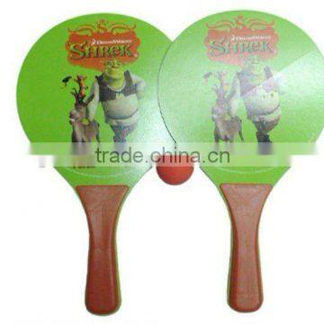 wooden beach rackets with ball