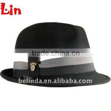 Fashion women black winter woollen fedora hat