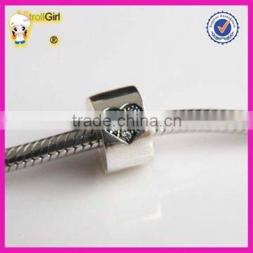 Heart Charm With Clear Stone 925 Sterling Silver Clasp Stopper Beads photo-5