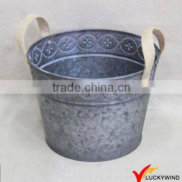 Garden and Home Vintage White Painting Handmade Zinc Pail Flower Pot photo-5
