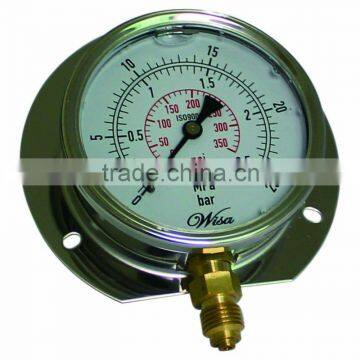 Oil Fill Stainless Pressure Gauge,Direct Connection With Back Flame