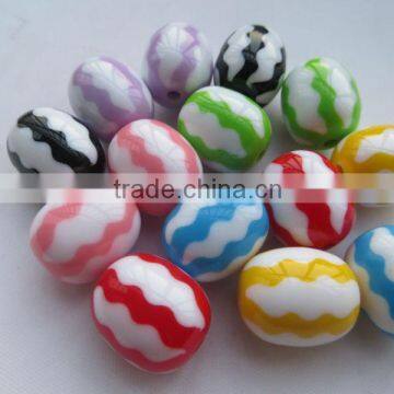 Zig Zag Chevron Print beads Mixed color ,Fashion Resin Acrylic Chevron Beads for Kids Chunky Beads Necklace