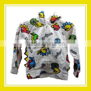 2016 Fashion Products Bros Colorful Brosdion Pattern Unisex Long Sleeve Fluffy White Zippered Hoodie