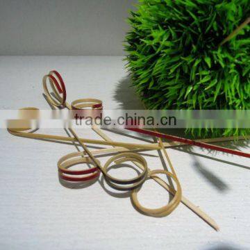 150mm Double looped bamboo picks with natural bamboo yellow-green color