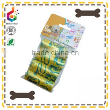 custom printed golden pet waste pickup bags