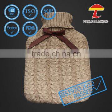 BS rubber hot water bottle with cable desgin knitted cover