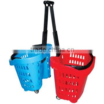 Plastic shopping baskets wholesale/wheeled shopping basket/rolser shopping trolley