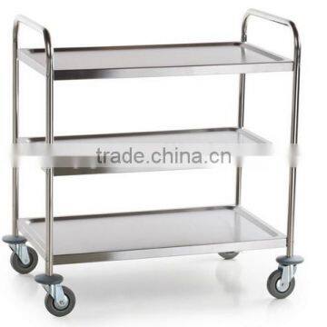 Choice Knocked Down 18 Gauge Stainless Steel 3 Shelf Utility Cart - 28" x 16" x 32"