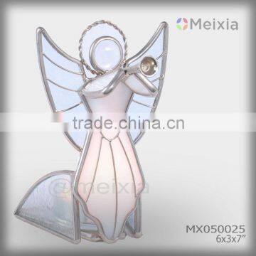 MX050025 new wholesale tiffany style votive stained glass angel candle holder for christmas gift