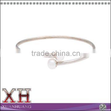 Sterling Silver 8-9mm Cultured Pearl Bangle Bracelet Made in China