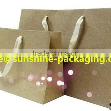 ribbon handle kraft paper carrier bag