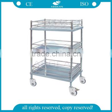 AG-SS055 CE ISO Three layers metal frame hospital stainless steel medical cart                        
                                                                                Supplier's Choice