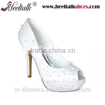 Peep toe rhinestones wedding shoes high heels