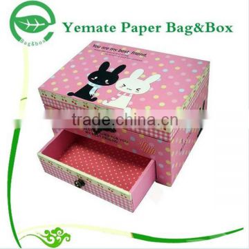 unique custom design wholesale custom printed two tiers paper drawer divide boxes, cardboard drawer storage box